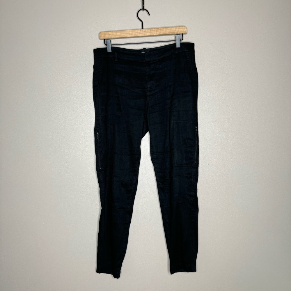 Vince Women’s Size 6 Black Linen Cargo Cropped Jogger Pants